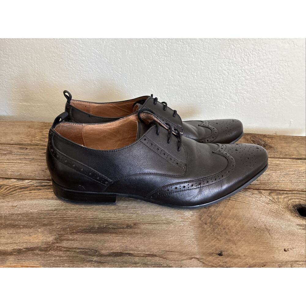 Bertie Men’s Leather Shoes Wingtip Black Sz 45
